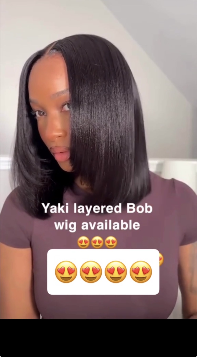 Yaki textured layered Bob wig