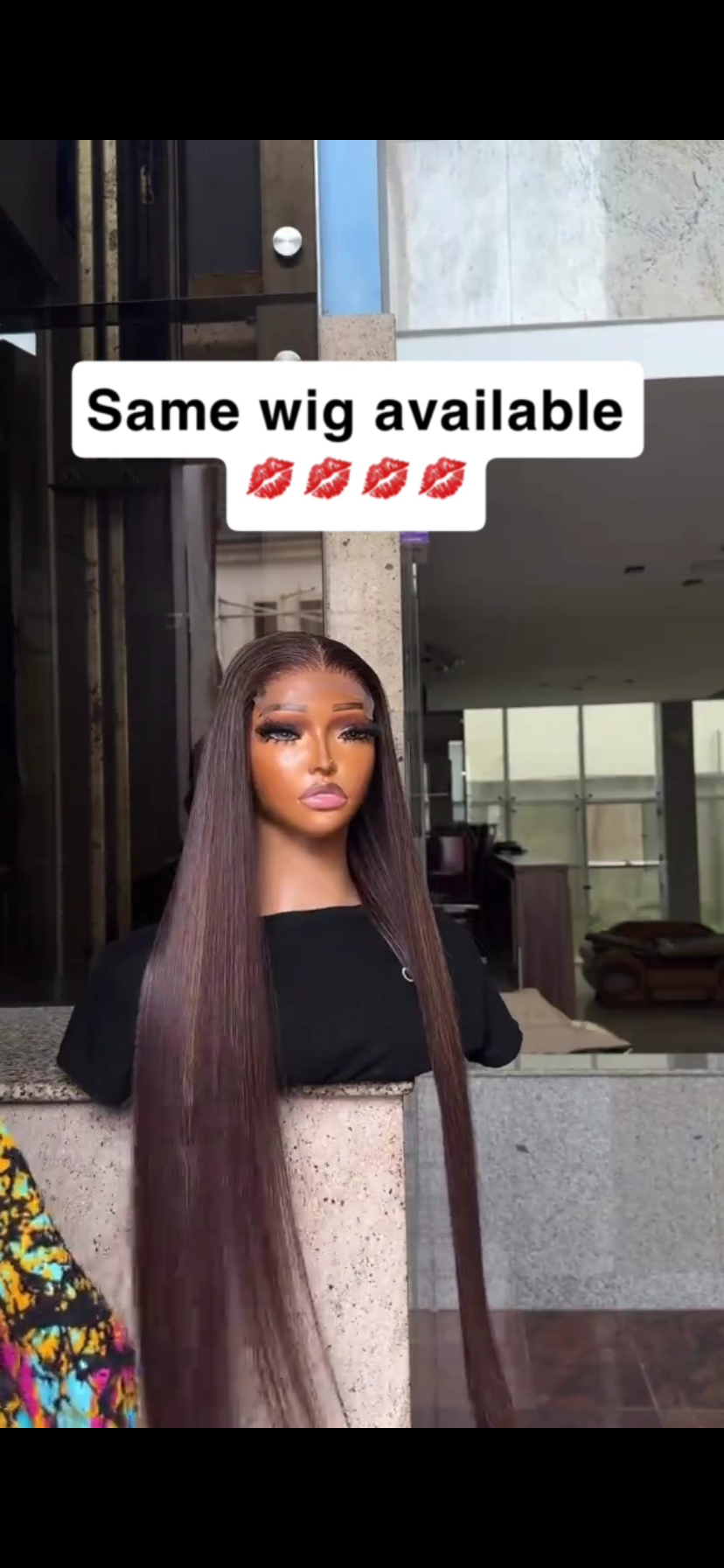 30 inches silky straight brown wig